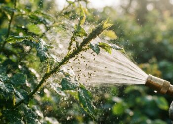 Nem inseticida tóxico, nem calda forte de fumo: a melhor maneira de eliminar pulgões das pontas tenras das roseiras usando jato forte de água fria sob pressão controlada, segundo jardineiros