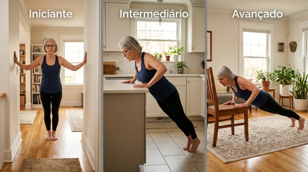 Flexão para idosos: por que 10 minutos de resistência fazem mais que 30 de caminhada