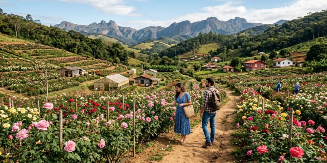 A Cidade das Rosas ostenta o título oficial em solo mineiro e concentra 80% de toda a produção de flores do estado na serra