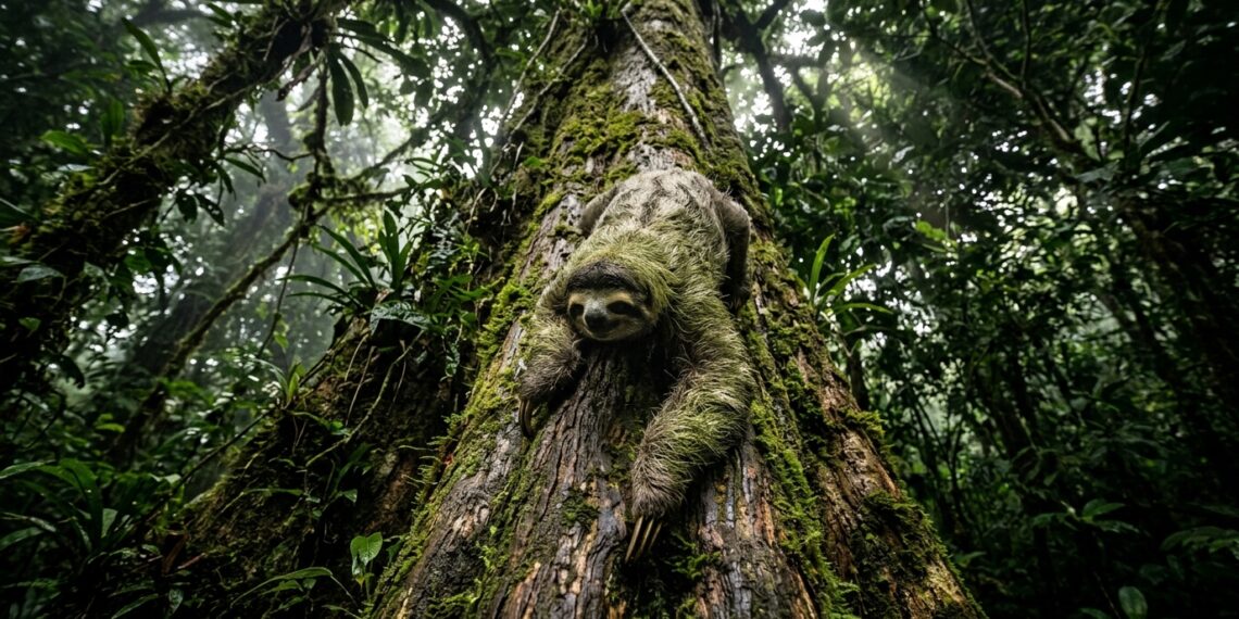 O bicho-preguiça demora até um mês para digerir uma única folha – e desce das árvores para fazer cocô apenas uma vez por semana, sempre no mesmo buraco.