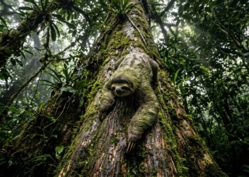 O bicho-preguiça demora até um mês para digerir uma única folha – e desce das árvores para fazer cocô apenas uma vez por semana, sempre no mesmo buraco.