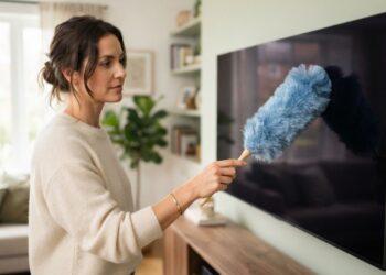 Adeus, marcas de poeira estática acumulada em telas de smart TVs: nova limpeza rápida com espanador eletrostático de plumas sintéticas remove as partículas sem riscar o painel, segundo assistências