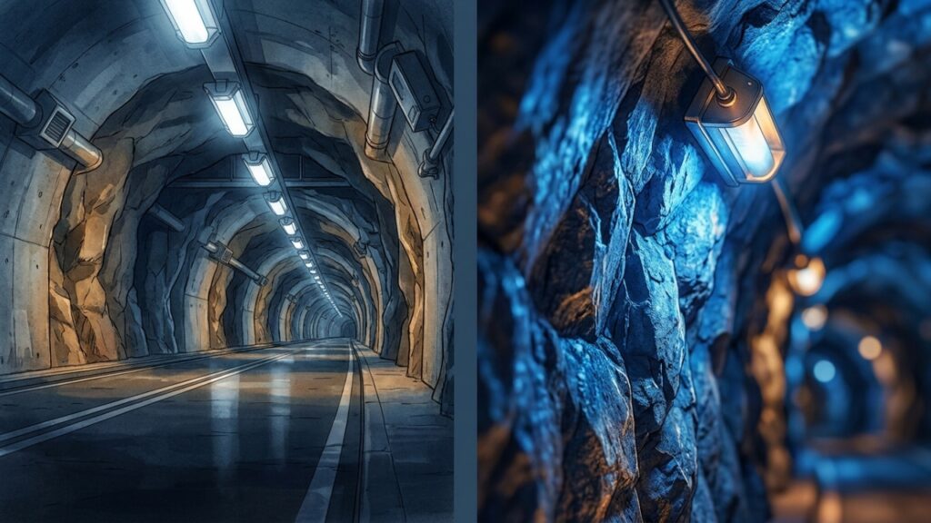 Cavernas iluminadas no túnel de Lærdal