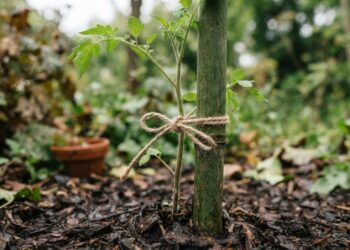 Adeus, mudas recém-plantadas que tombam com o vento: nova técnica de tutoramento com estacas de bambu e laço em formato de oito protege o caule sem estrangulá-lo, segundo paisagistas