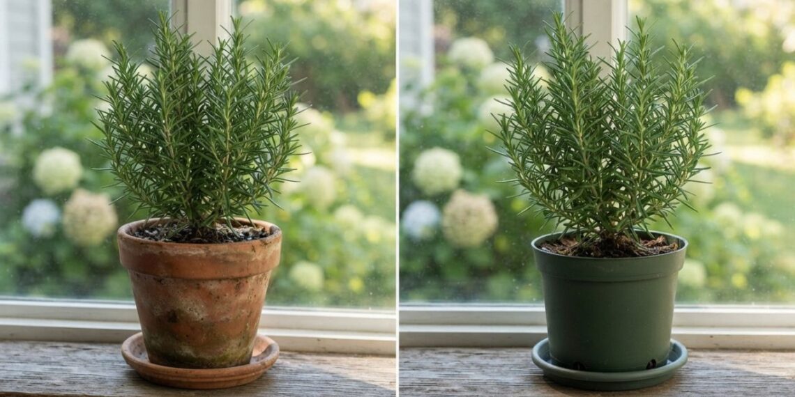 Cultivar o alecrim em vasos de cerâmica ou de plástico: veja a diferença e por que o substrato seca de formas opostas, segundo ervanários
