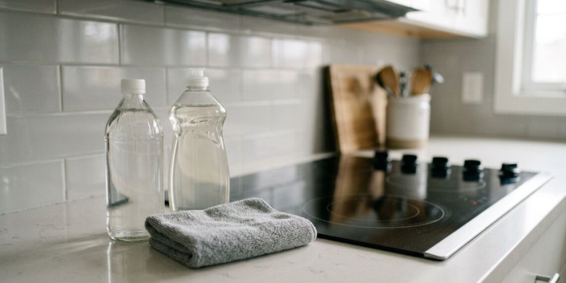 Lavar o fogão de cooktop com vinagre de álcool ou detergente neutro: veja a diferença e qual é o jeito certo para não riscar o vidro, segundo fabricantes