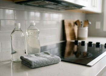Lavar o fogão de cooktop com vinagre de álcool ou detergente neutro: veja a diferença e qual é o jeito certo para não riscar o vidro, segundo fabricantes