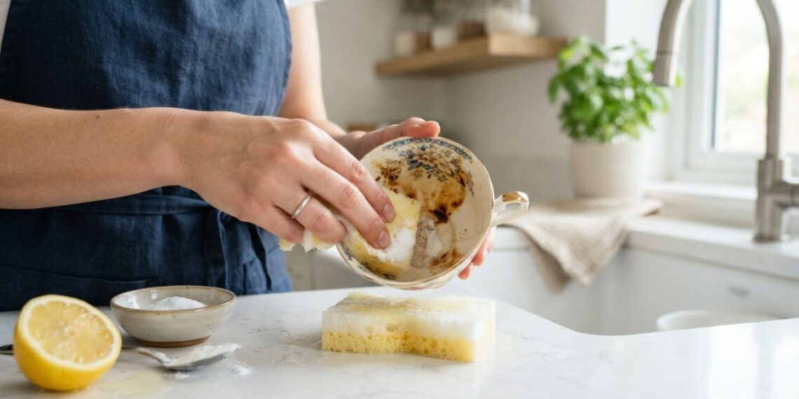 Nem esponja de aço, nem produto clorado: a melhor maneira de remover manchas amareladas de chá e café em xícaras de porcelana usando pasta de bicarbonato e limão, segundo cozinheiros
