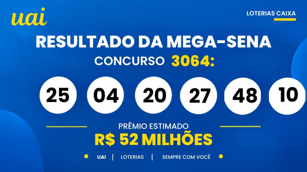 Resultado da Mega-Sena de hoje: veja os números e o rateio do concurso 3064, que pode pagar R$ 52 milhões (terça-feira, 29/09)