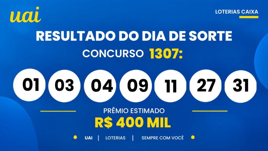 Resultado do Dia de Sorte de hoje: veja os números e o rateio do concurso 1307, que pode pagar R$ 400 mil (sexta-feira, 25/09)