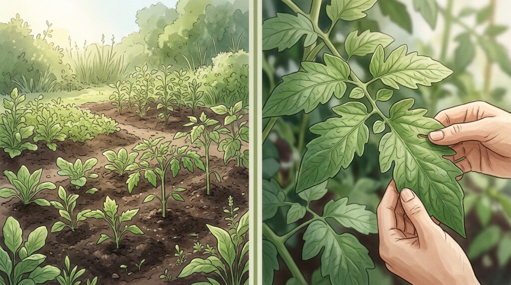 Seus pés de tomate crescem cheios de folhas viçosas mas não vingam nenhum fruto? O excesso de adubo errado está enganando você