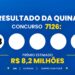 Resultado da Quina — números sorteados no concurso 7126 de hoje