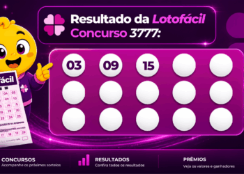 Resultado da Quina concurso 7107 com mascote e bolas numeradas do sorteio