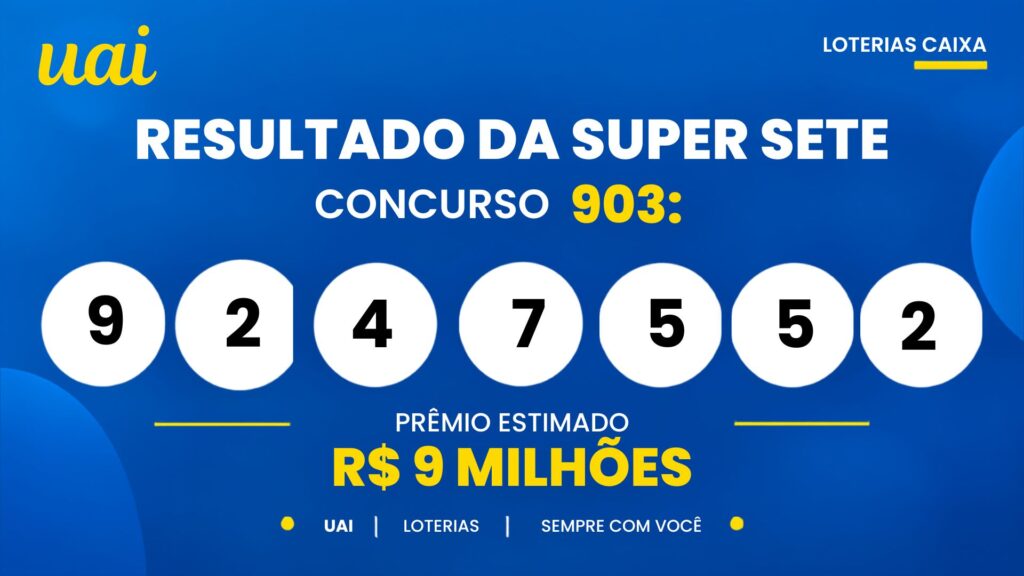 Resultado do Super Sete de hoje: veja os números e o rateio do concurso 903, que pode pagar R$ 9 milhões (sexta-feira, 25/09)
