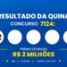 Resultado da Quina 7124 de hoje (22/09/2026): veja os números sorteados e o prêmio de R$ 2 milhões