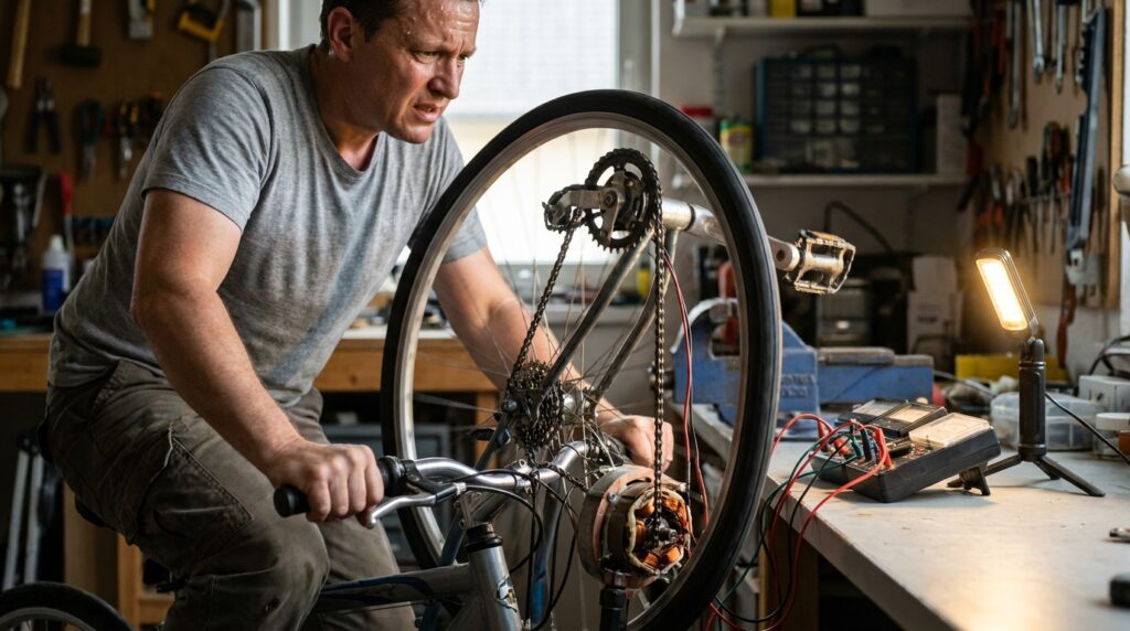 Pedalar uma bicicleta pode gerar até 100 W úteis de eletricidade, o suficiente para acender lâmpadas LED e carregar um celular