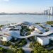 Museu de Suzhou une pavilhões sob cobertura em fita