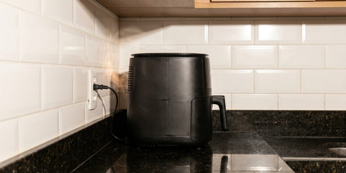 Encostar a air fryer na parede durante o uso pode bloquear a saída de ar quente e aumentar o aquecimento ao redor do aparelho