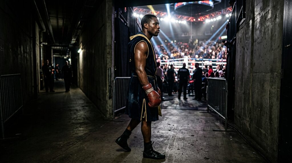 Boxeador se prepara para deixar os bastidores e entrar no ringue apesar da incerteza.