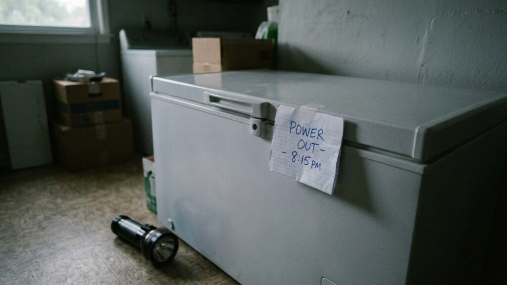 Closed_freezer_during_power_outage_20260915233450-1024x576 Acabou a energia? Um freezer cheio consegue conservar o frio aproximadamente 2 vezes mais tempo que um pela metade, desde que a porta fique fechada