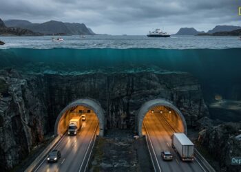 Noruega constrói túnel rodoviário de 26,7 km que chegará a 392 metros abaixo do nível do mar e terá até uma rotatória subterrânea