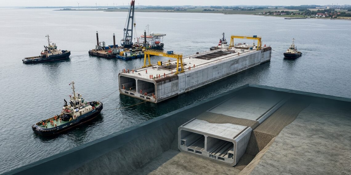 Corte de um módulo oco de concreto mostra as câmaras internas que permitiam transportar a estrutura flutuando pelo mar.