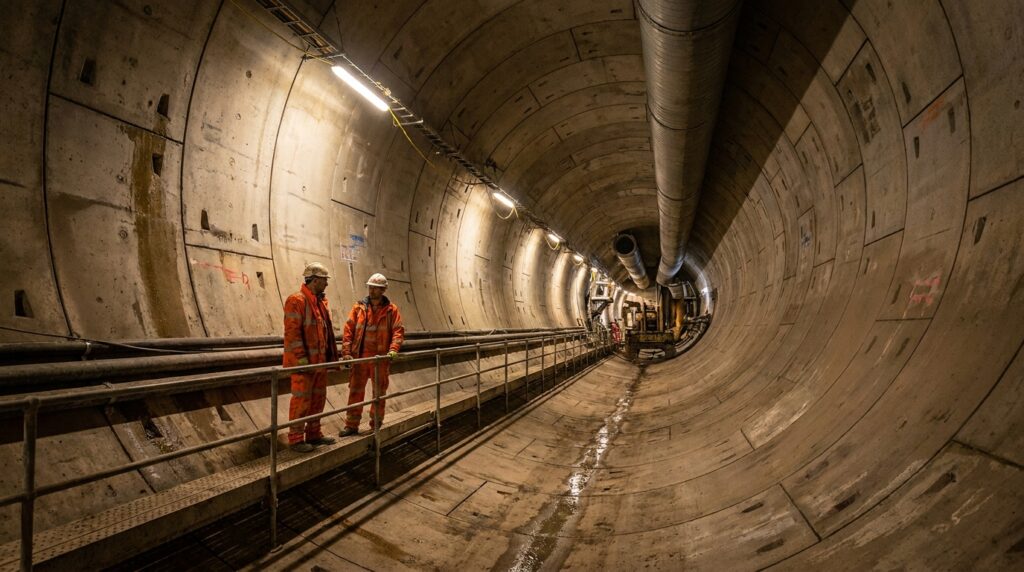 Poço profundo conecta a rede de esgoto ao túnel principal sob Londres.