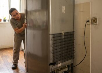 Encostar a geladeira completamente na parede parece economizar espaço, mas existe um motivo técnico para deixar uma distância