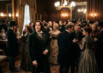 Representação de Oscar Wilde em meio à sociedade vitoriana simboliza individualidade e autenticidade diante das convenções sociais.