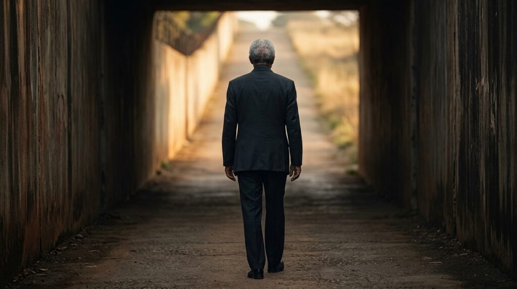 Frase de Nelson Mandela sobre recomeçar: “A maior glória de viver não está em nunca cair, mas em levantar-se cada vez que caímos.” Uma reflexão para quem precisou reconstruir a própria vida depois de uma derrota