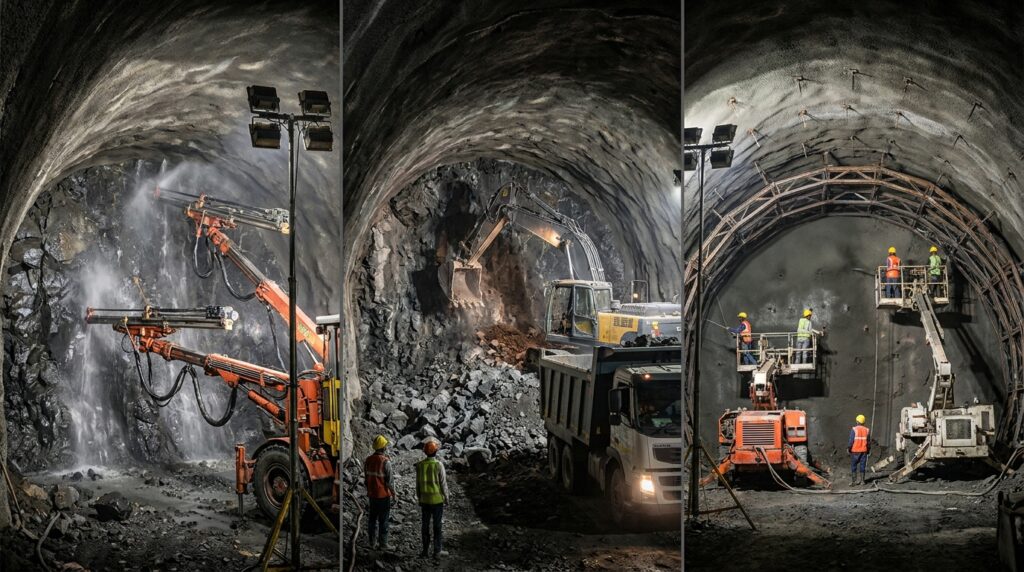 Com 22,33 metros de largura, túnel escavado sob montanhas indianas comporta uma rodovia inteira dentro da rocha