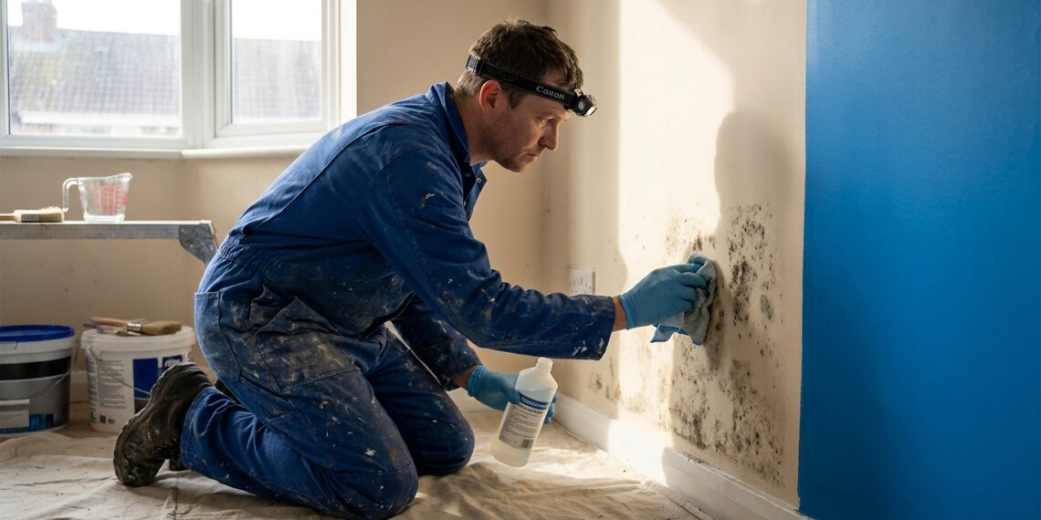 Pintor profissional ensina como remover mofo e bolor das paredes usando uma solução caseira que mata raízes sem danificar a pintura adjacente