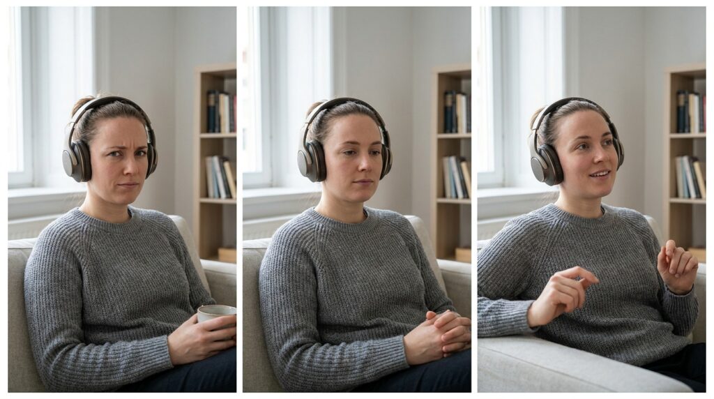 Person_listening_to_repeated_song_20260912180714-1024x572 Por que uma música irritante pode começar a parecer boa depois de ouvi-la várias vezes? O efeito da mera exposição explica essa mudança