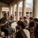 Representação de Epicteto ensinando seus alunos sobre a diferença entre nossas escolhas e os acontecimentos externos.