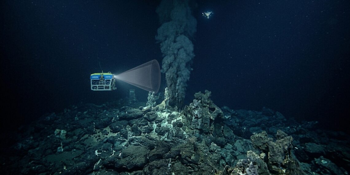 ROV Jason e plumas hidrotermais no Axial