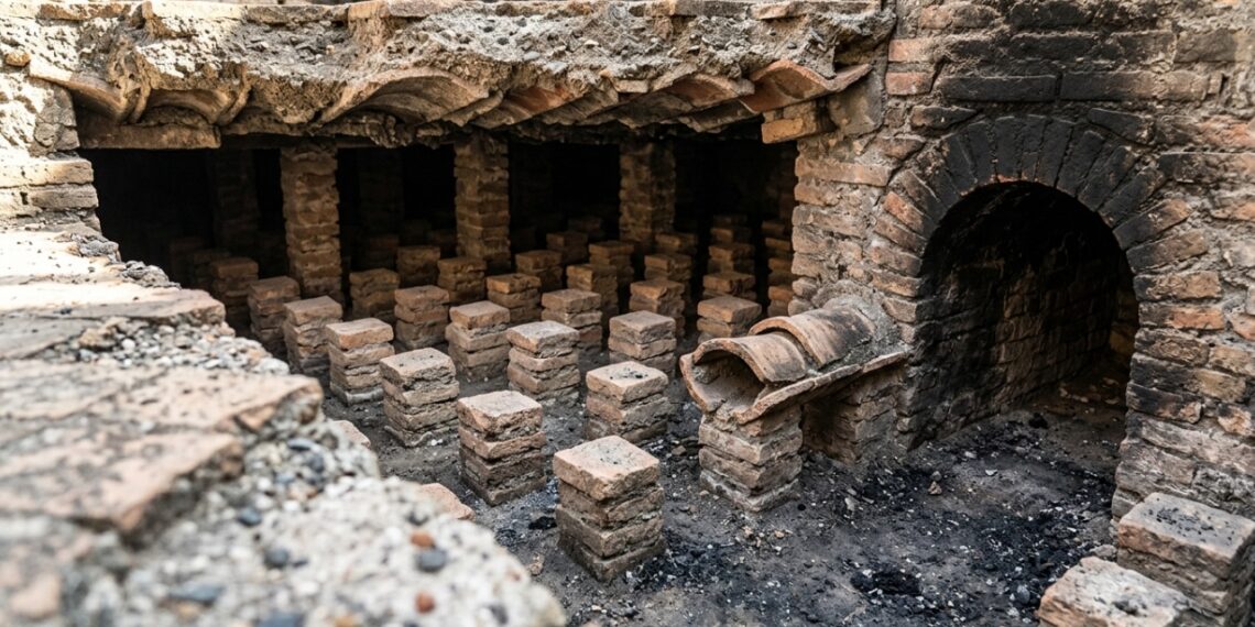 Banheiro romano com piso aquecido em Vrelo-Šarkamen