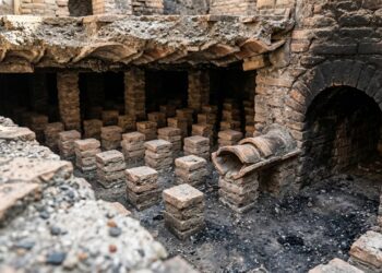 Banheiro romano com piso aquecido em Vrelo-Šarkamen