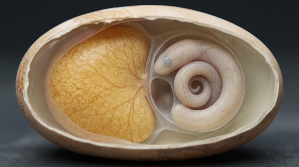 Snake_embryo_inside_egg_202609072346-1024x572 Depois de examinar mais de 900 embriões de cobras, cientistas descobrem por que elas começam a vida enroladas sempre para o mesmo lado