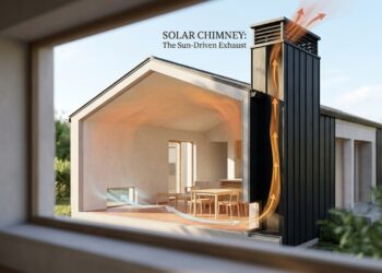 Chaminé solar para expulsar ar quente por ventilação natural