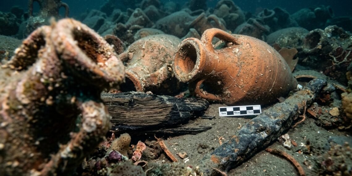 Navio romano com ânforas encontrado na costa da Sicília