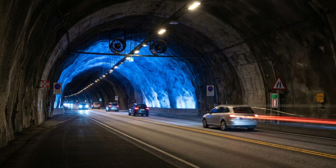 Com 24,5 km de extensão, túnel atravessa uma montanha na Noruega sob até 1.400 metros de rocha e leva cerca de 20 minutos para ser percorrido