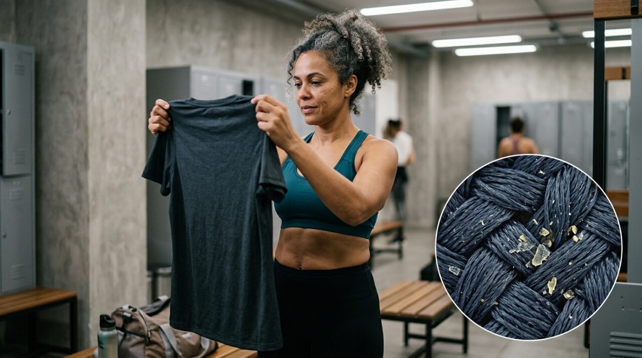 Usar a mesma roupa de academia novamente depois de treinar sem lavar pode deixar na pele algo que você não consegue enxergar