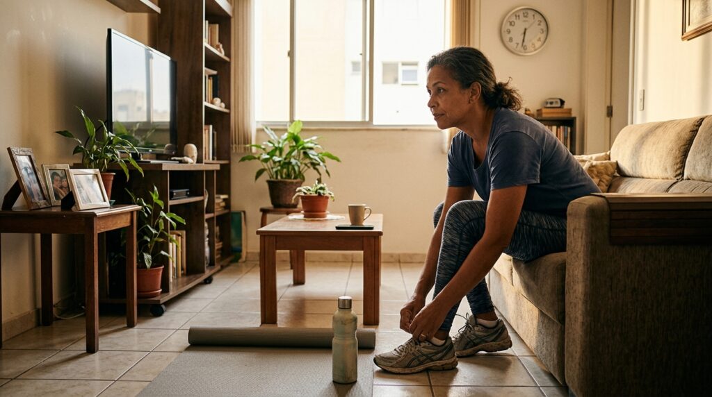 Woman_preparing_for_morning_workout_20260922224125-1024x572 A psicologia explica: pessoas que preferem marcar compromissos no mesmo horário podem estar reduzindo pequenas decisões e transformando obrigações em rotinas previsíveis