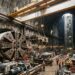 Engenheiros montam uma enorme tuneladora dentro de uma galeria subterrânea em Londres.