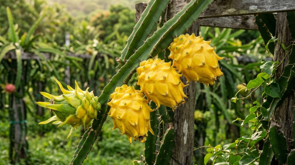 Adeus, pitaia tradicional: essa variedade amarela é mais doce, tem frutos de cerca de 300 gramas e pode crescer em vasos