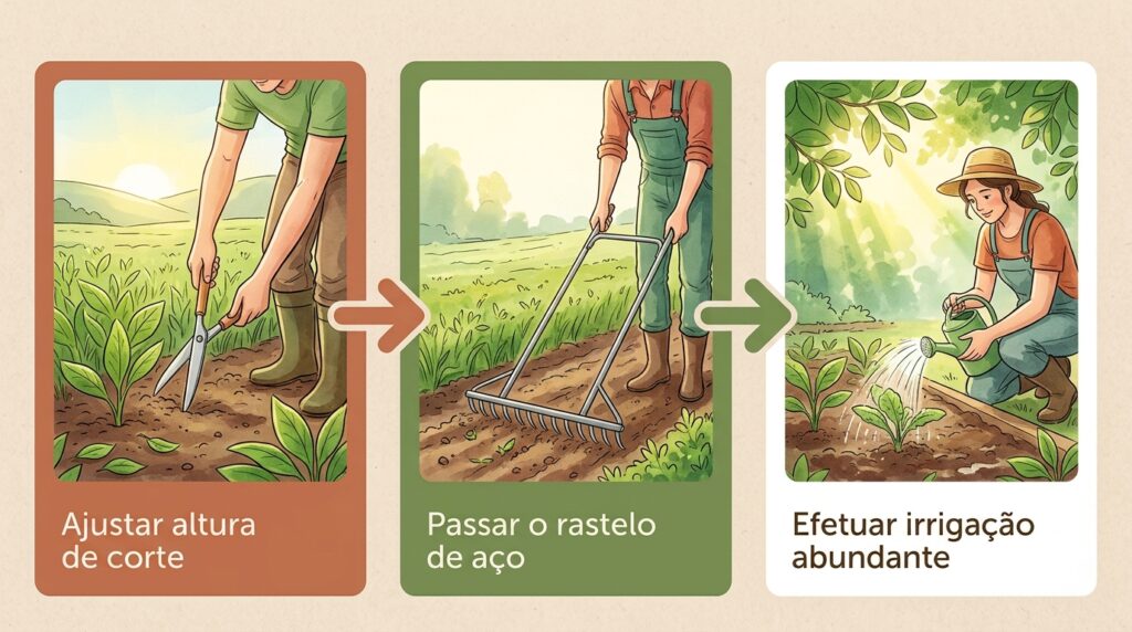 Seu gramado antigo está parecendo uma palha seca estufada na base? A falta de uma limpeza mecânica profunda está sufocando os novos brotos
