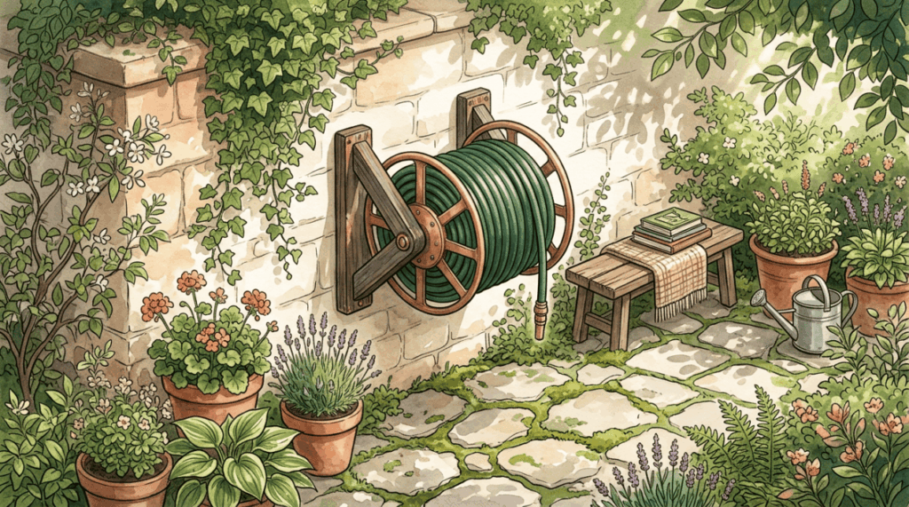 Sua mangueira de jardim vive estrangulando e cortando a água no meio da rega? O jeito errado de enrolá-la cria vincos que destroem o material