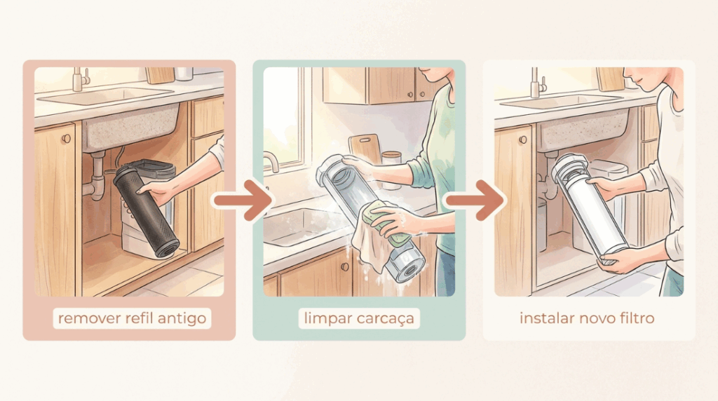 A água do filtro começou a ter um gosto estranho de cano velho? O refil ultrapassou a validade e parou de reter as impurezas da rede
