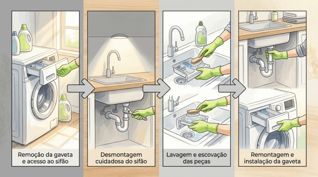 O compartimento de amaciante da sua máquina costuma ficar cheio de água? O segredo está em uma peça que pouca gente sabe que dá para retirar