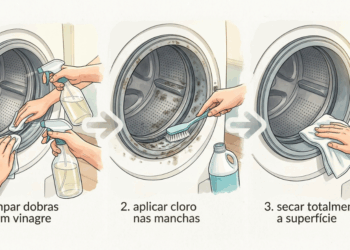 Um cheiro forte de mofo sai de dentro da máquina de lavar roupas toda vez que você abre a porta? A fresta daquela borracha guarda um lodo invisível